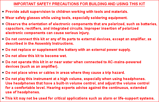 101 Minimum Theremin Important Safety Precautions