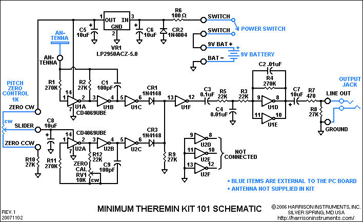 101 Minimum Theremin Schematic
