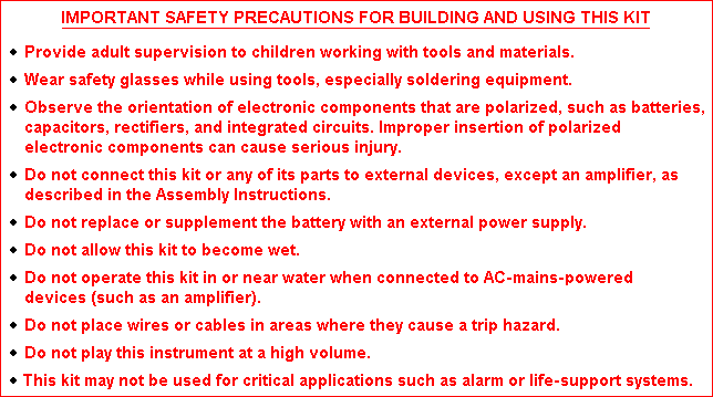 102 Minimum Theremin Important Safety Precautions